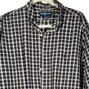 Ralph Lauren Yarmouth‎ 100% Cotton Plaid Long Sleeve Shirt XL Pony Logo